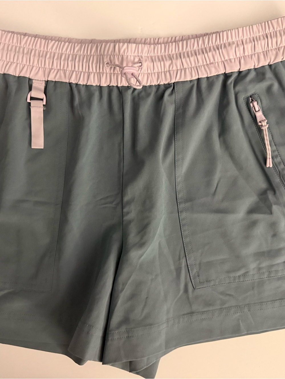 Performance Drawstring Waist Women’s Shorts - Pink Waist, grey body